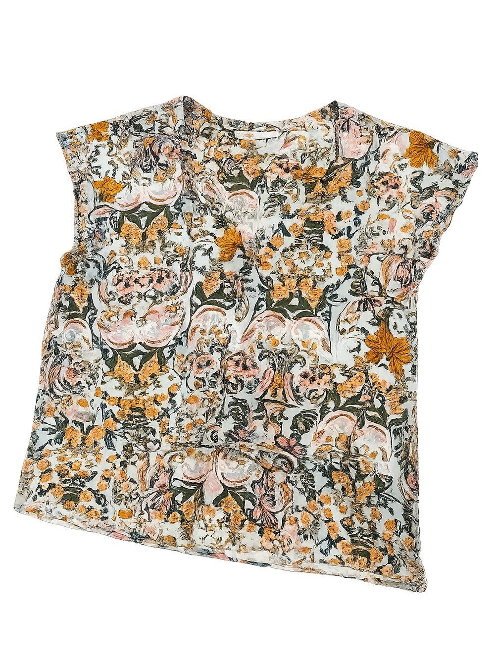 DR2 by Daniel Rainn Floral Paisley Blouse Women’s Lg Drawstring Waist Boho Top